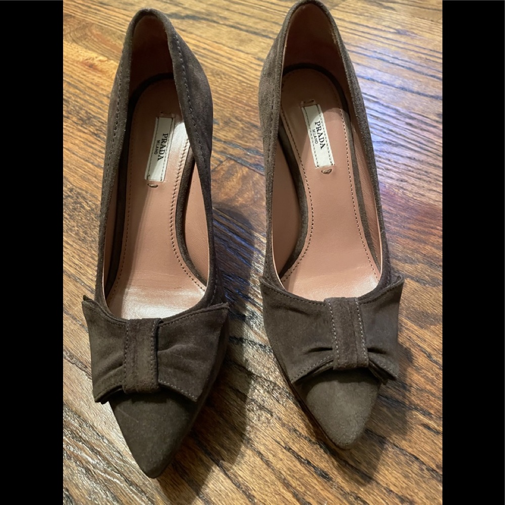 Prada brown suede platform heels
